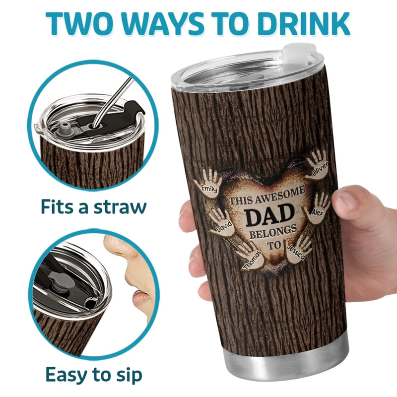 Loved By The Littlest Hands - Family Personalized Custom Tumbler - Father's Day, Gift For Dad, Grandpa