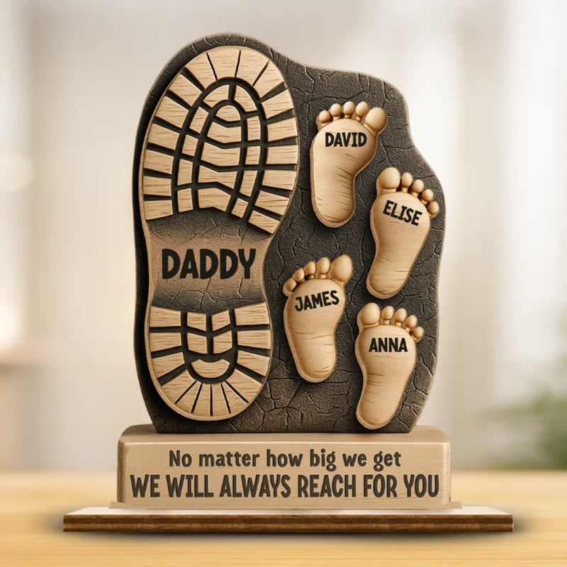 Your Footsteps Led Our Way - Family Personalized Custom Shaped 2-Layered Wooden Plaque With Flat Stand - New Arrival, Father's Day, House Warming Gift For Dad, Grandpa AMZ