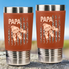 The Hand That Guides Us - Family Personalized Custom Printed Leather Tumbler - Father's Day, Gift For Dad, Grandpa, Family Members