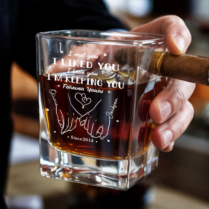 You Hold My Heart - Couple Personalized Custom Whiskey Glass With Cigarette Holder - Gift For Husband Wife, Anniversary