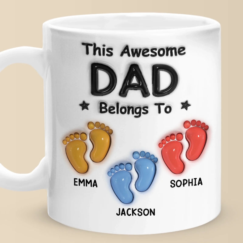 Walking Through Life With Dad - Family Personalized Custom 3D Inflated Effect Printed Mug - Father's Day, Gift For Dad, Grandpa