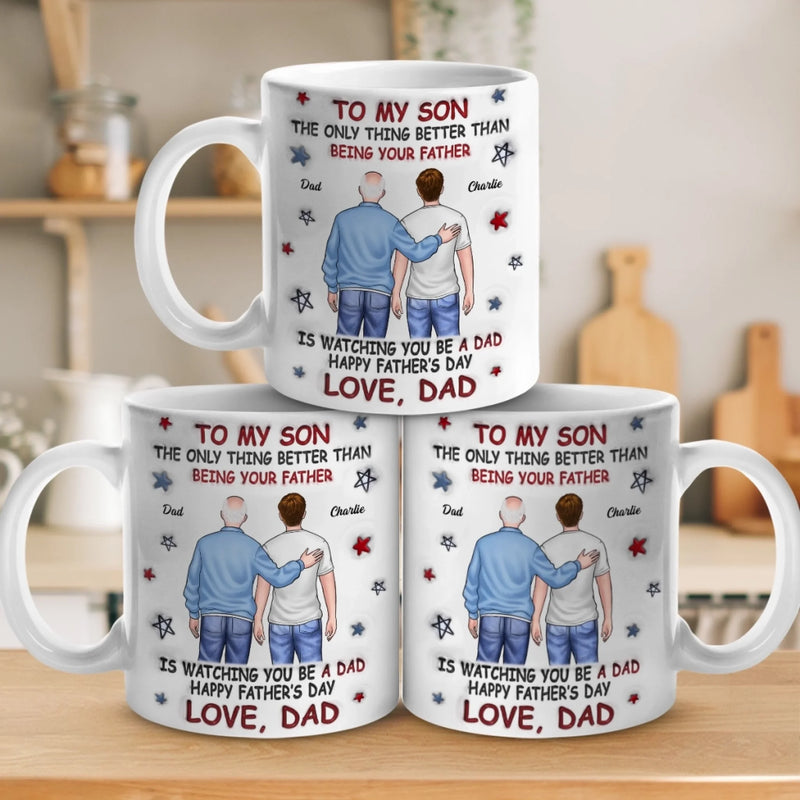 From My Arms To Theirs - Family Personalized Custom 3D Inflated Effect Printed Mug - Father's Day, Gift For Son