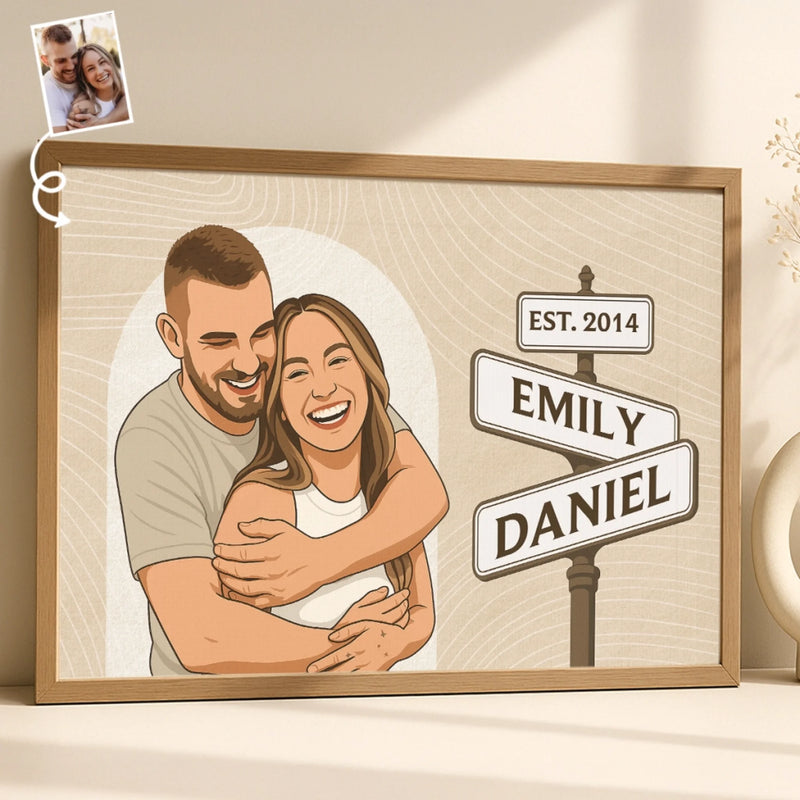 Custom Photo One Love, One Story, Always Us - Couple Personalized Custom Horizontal Poster - Gift For Husband Wife, Anniversary