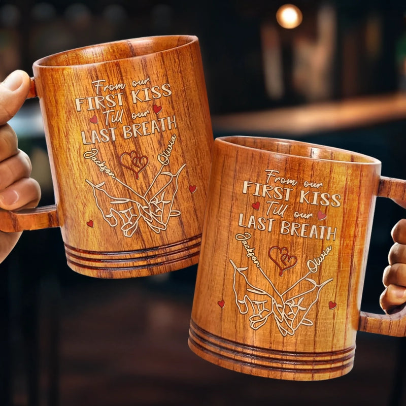 Love Found Its Way - Couple Personalized Custom Wooden Mug - Gift For Husband Wife, Anniversary