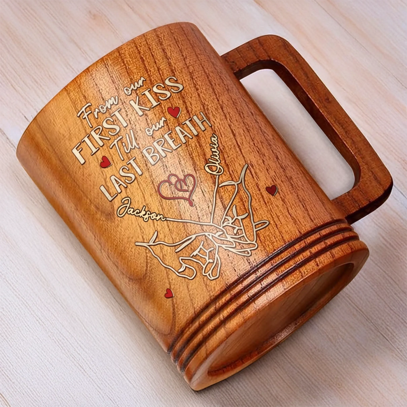 Love Found Its Way - Couple Personalized Custom Wooden Mug - Gift For Husband Wife, Anniversary