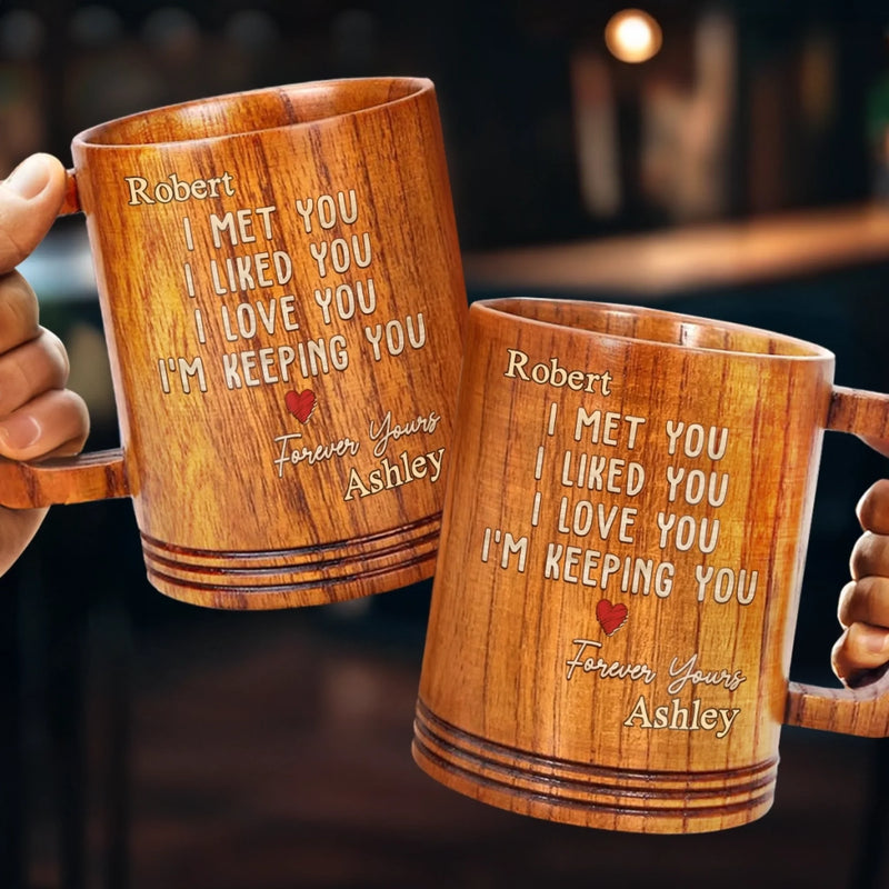 Still Falling For You, Every Single Day - Couple Personalized Custom Wooden Mug - Gift For Husband Wife, Anniversary