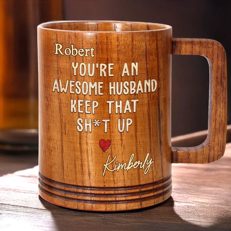 A Forever Kind Of Love - Couple Personalized Custom Wooden Mug - Gift For Husband Wife, Anniversary