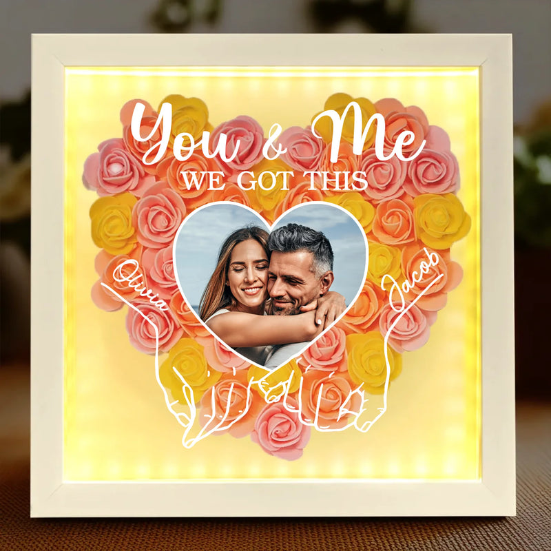 Custom Photo With You, Everything Is Cozy - Couple Personalized Custom Flower Shadow Box With LED - Gift For Husband Wife, Anniversary