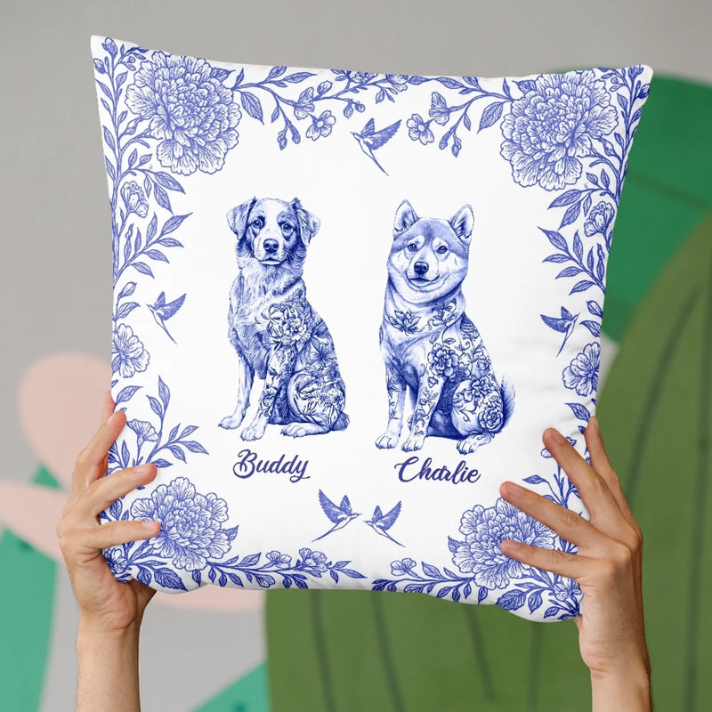 Pawprints Among Petals - Dog Personalized Custom Pillow - Gift For Pet Owners, Pet Lovers