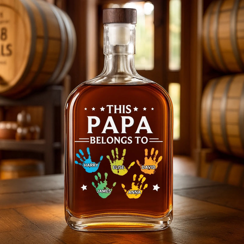 This Papa Is Powered By Love - Family Personalized Custom Whiskey Bottle - Father's Day, Gift For Dad, Grandpa