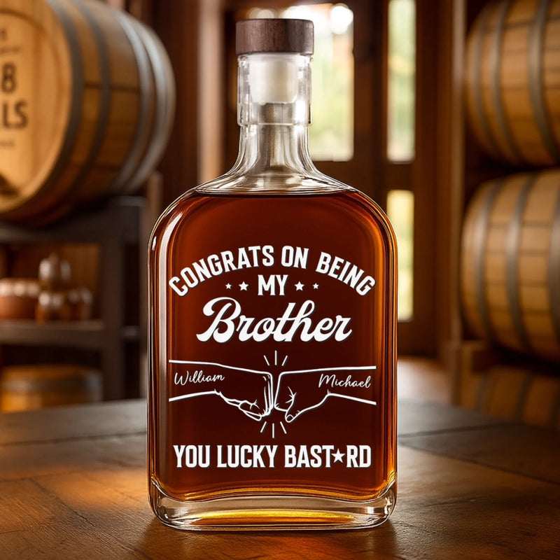You Got Me, Lucky You - Family Personalized Custom Whiskey Bottle - Gift For Family Members