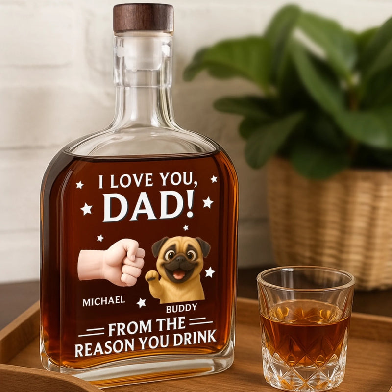 From Your Favorite Furry Troublemaker - Dog Personalized Custom Whiskey Bottle - Father's Day,  Gift For Dad, Pet Owners, Pet Lovers