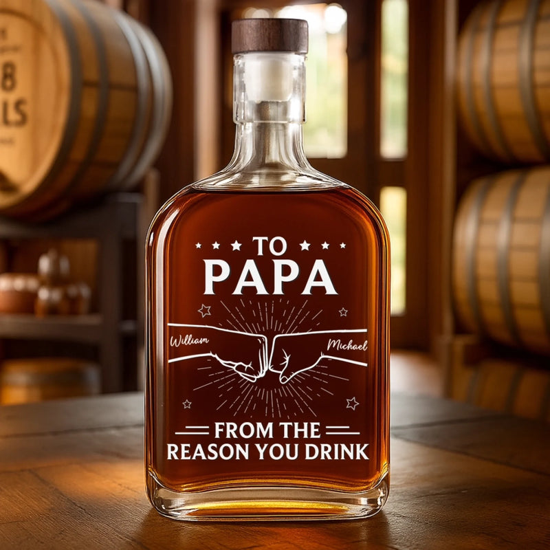 From Your Little Headache, With Love - Family Personalized Custom Whiskey Bottle - Father's Day, Gift For Dad, Grandpa