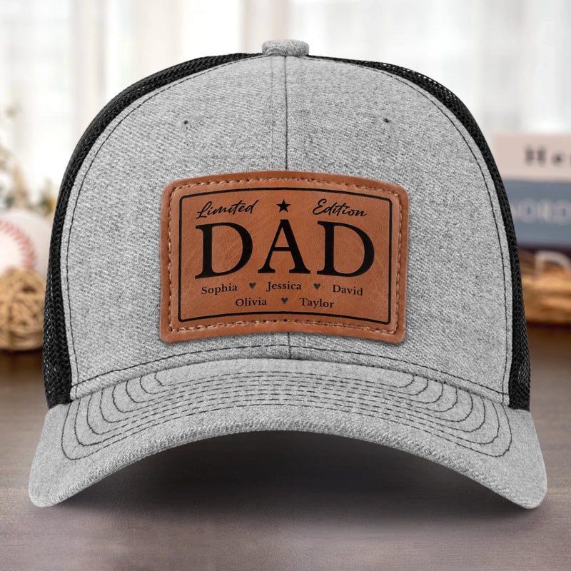 My Incomparable Dad - Family Personalized Custom Leather Patch Hat - Gift For Dad, Grandpa