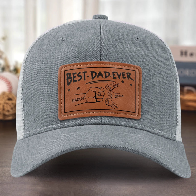 You're My Favorite, Grandpa - Family Personalized Custom Leather Patch Hat - Gift For Dad, Grandpa