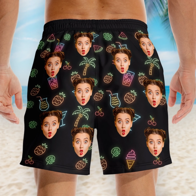 Custom Photo Tropical Party - Family Personalized Custom Tropical Hawaiian Aloha Men Beach Shorts - Summer Vacation Gift For Family Members, Pet Owners, Pet Lovers