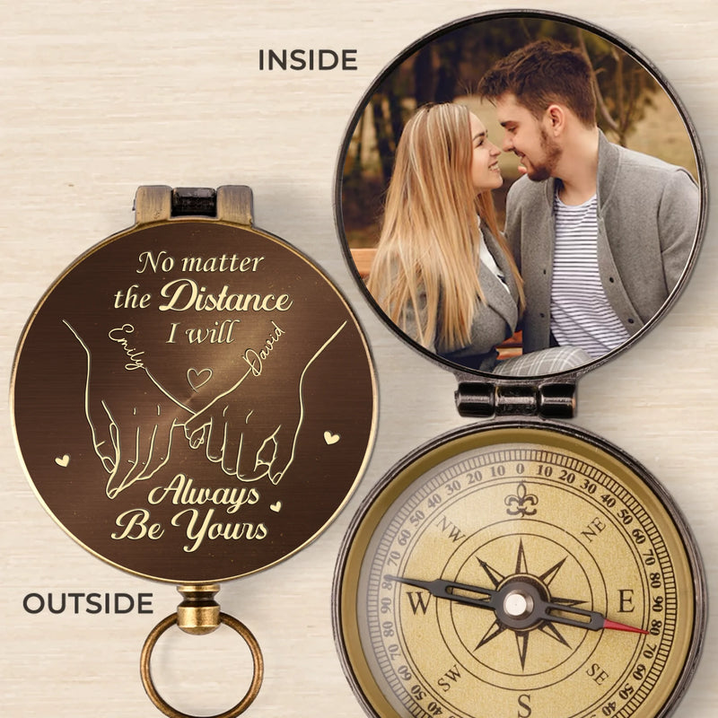 Custom Photo Your Smile Is My Favorite Destination - Couple Personalized Custom Compass - Gift For Husband Wife, Anniversary