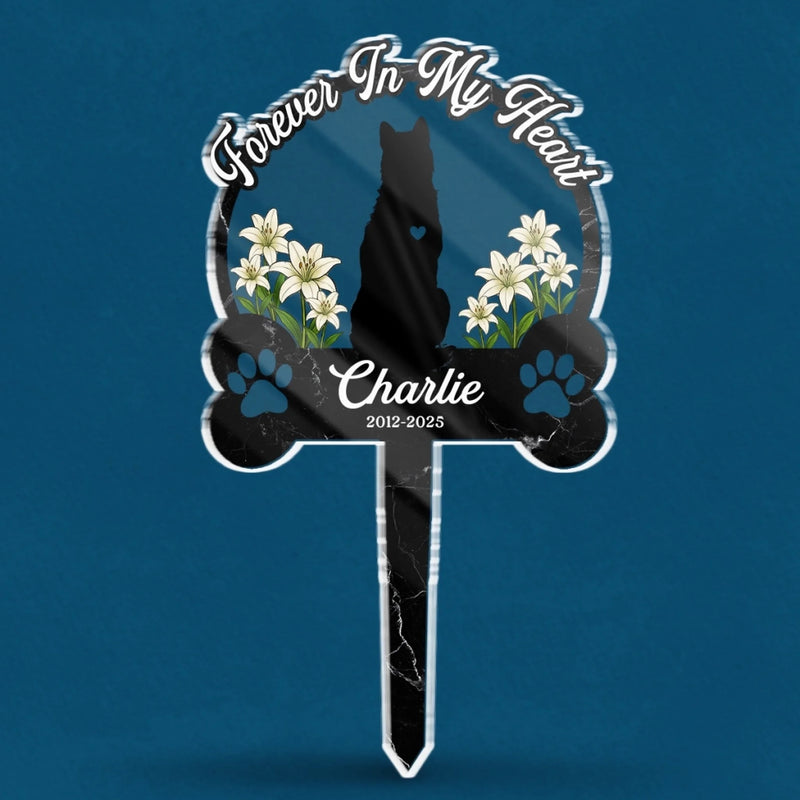 Forever My Fur Baby - Memorial Personalized Custom Stain Glass Style Acrylic Garden Stake - Sympathy Gift For Pet Owners, Pet Lovers