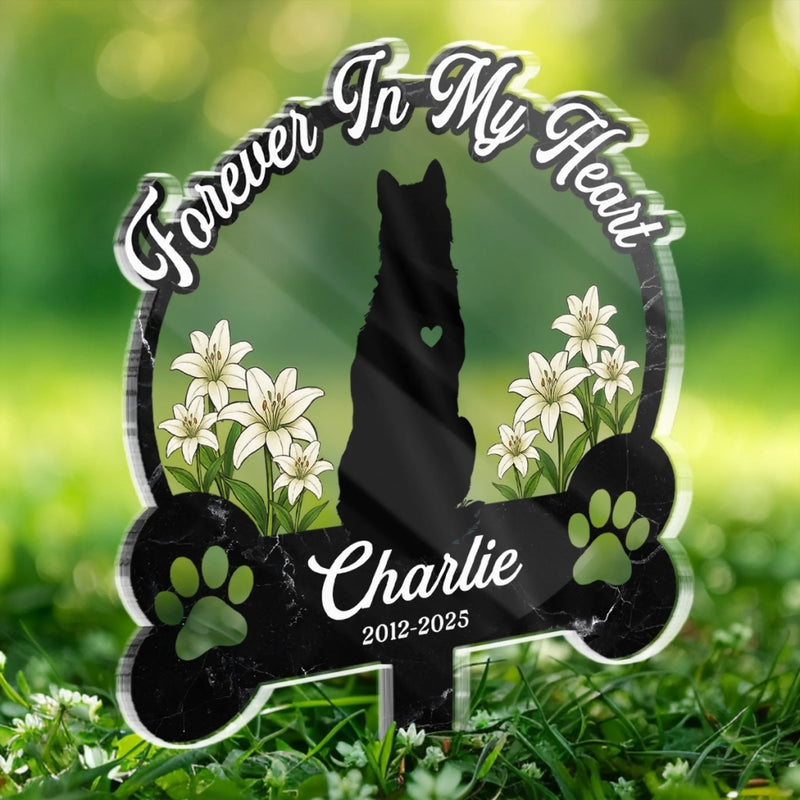 Forever My Fur Baby - Memorial Personalized Custom Stain Glass Style Acrylic Garden Stake - Sympathy Gift For Pet Owners, Pet Lovers
