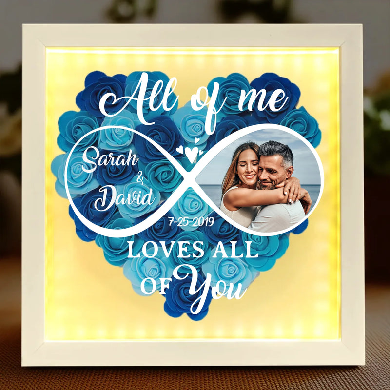Custom Photo Holding Hands Through Every Season - Couple Personalized Custom Flower Shadow Box With LED - Gift For Husband Wife, Anniversary