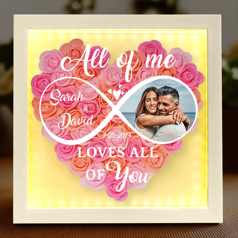 Custom Photo Holding Hands Through Every Season - Couple Personalized Custom Flower Shadow Box With LED - Gift For Husband Wife, Anniversary