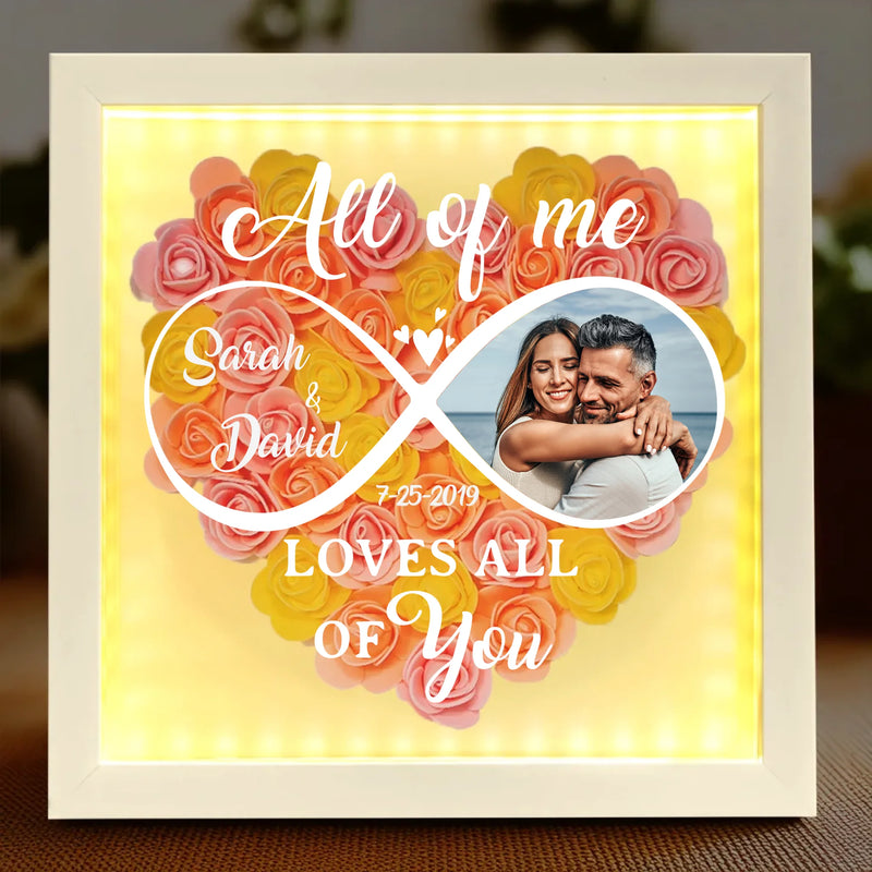 Custom Photo Holding Hands Through Every Season - Couple Personalized Custom Flower Shadow Box With LED - Gift For Husband Wife, Anniversary