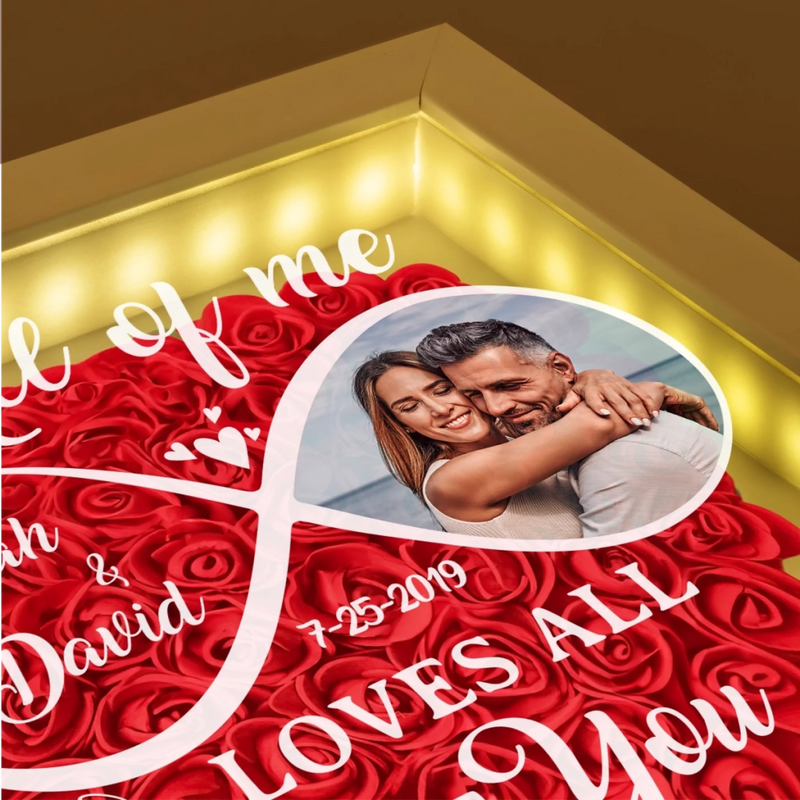 Custom Photo Holding Hands Through Every Season - Couple Personalized Custom Flower Shadow Box With LED - Gift For Husband Wife, Anniversary