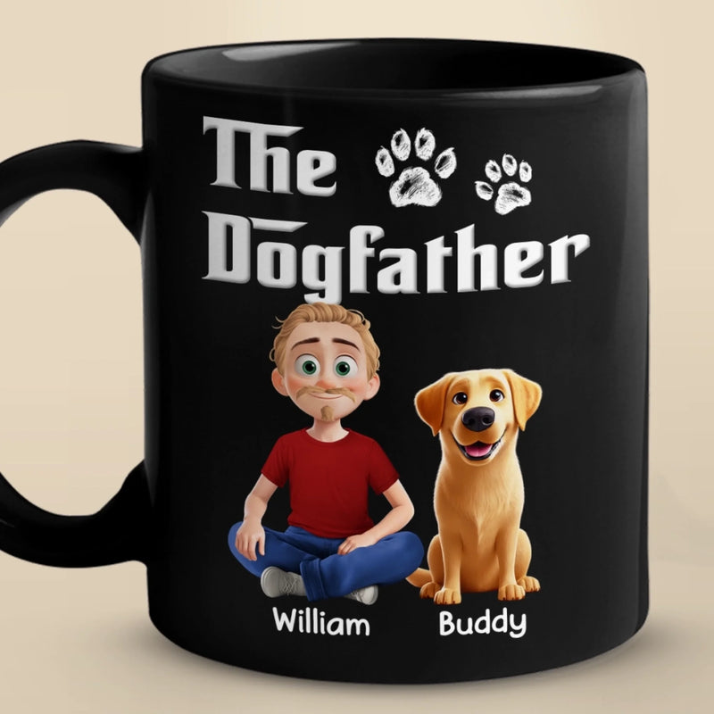 The Dogfather - Dog Personalized Custom Black Mug - Father's Day,  Gift For Dad, Pet Owners, Pet Lovers