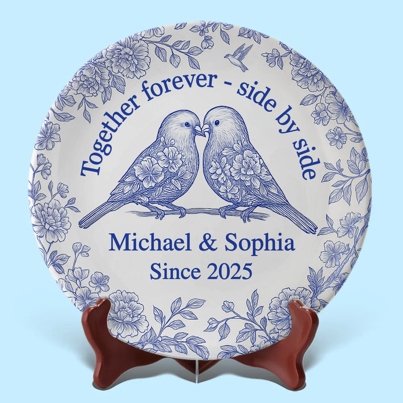 Forever Starts Here - Couple Personalized Custom Ceramic Plate - Gift For Husband Wife, Anniversary