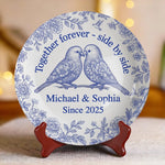 Forever Starts Here - Couple Personalized Custom Ceramic Plate - Gift For Couple, Husband, Wife