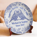 Forever Starts Here - Couple Personalized Custom Ceramic Plate - Gift For Couple, Husband, Wife