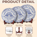 Forever Starts Here - Couple Personalized Custom Ceramic Plate - Gift For Couple, Husband, Wife