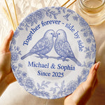 Forever Starts Here - Couple Personalized Custom Ceramic Plate - Gift For Couple, Husband, Wife