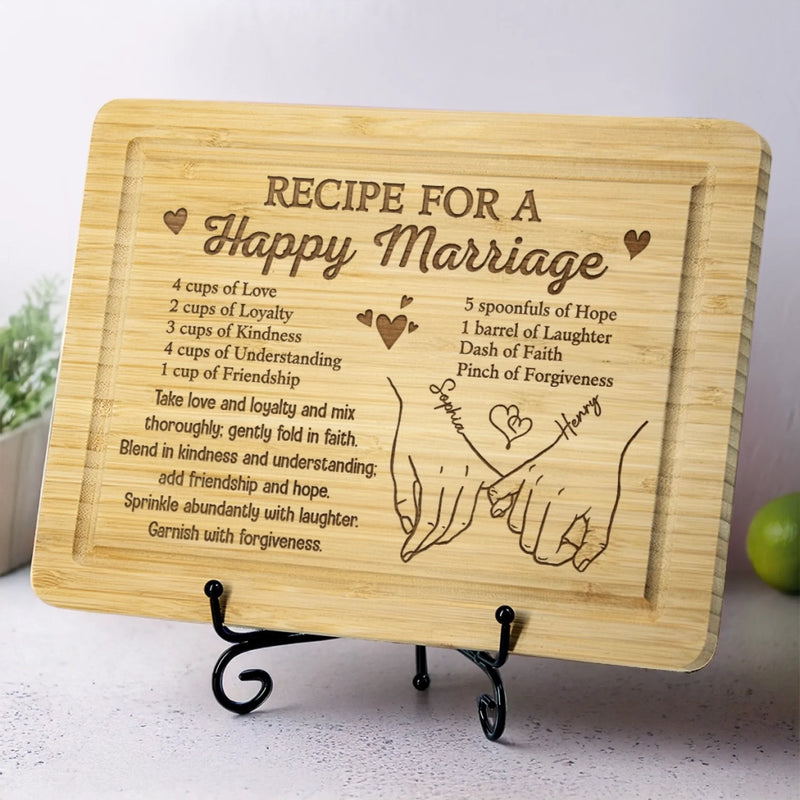 Stirred With Love Since Day One - Couple Personalized Custom Engraved Wooden Cutting Board - Gift For Husband Wife, Anniversary