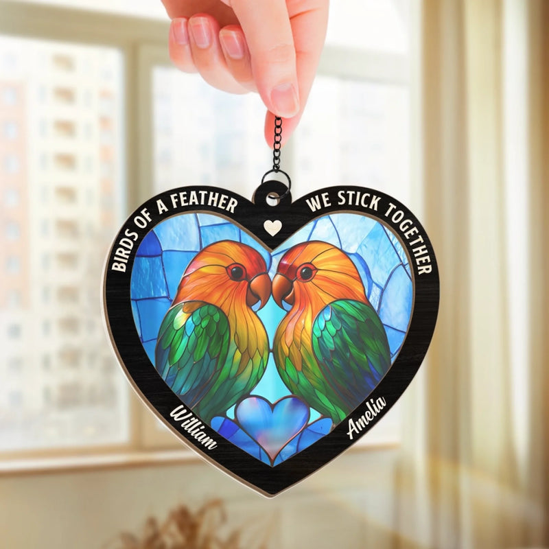 Lovebirds For Life - Couple Personalized Window Hanging Suncatcher Ornament - Gift For Husband Wife, Anniversary