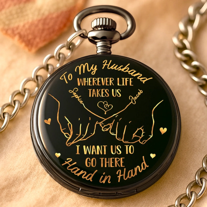 Only You And Me - Couple Personalized Custom Pocket Watch - Gift For Husband Wife, Anniversary