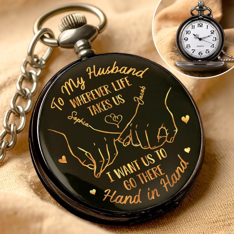 Only You And Me - Couple Personalized Custom Pocket Watch - Gift For Husband Wife, Anniversary