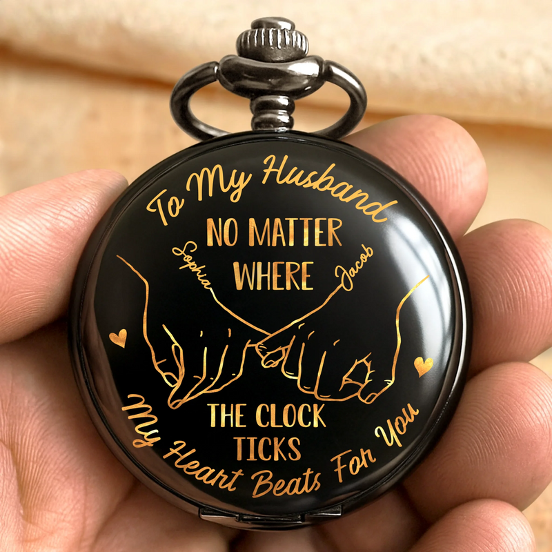 Only You And Me - Couple Personalized Custom Pocket Watch - Gift For Husband Wife, Anniversary