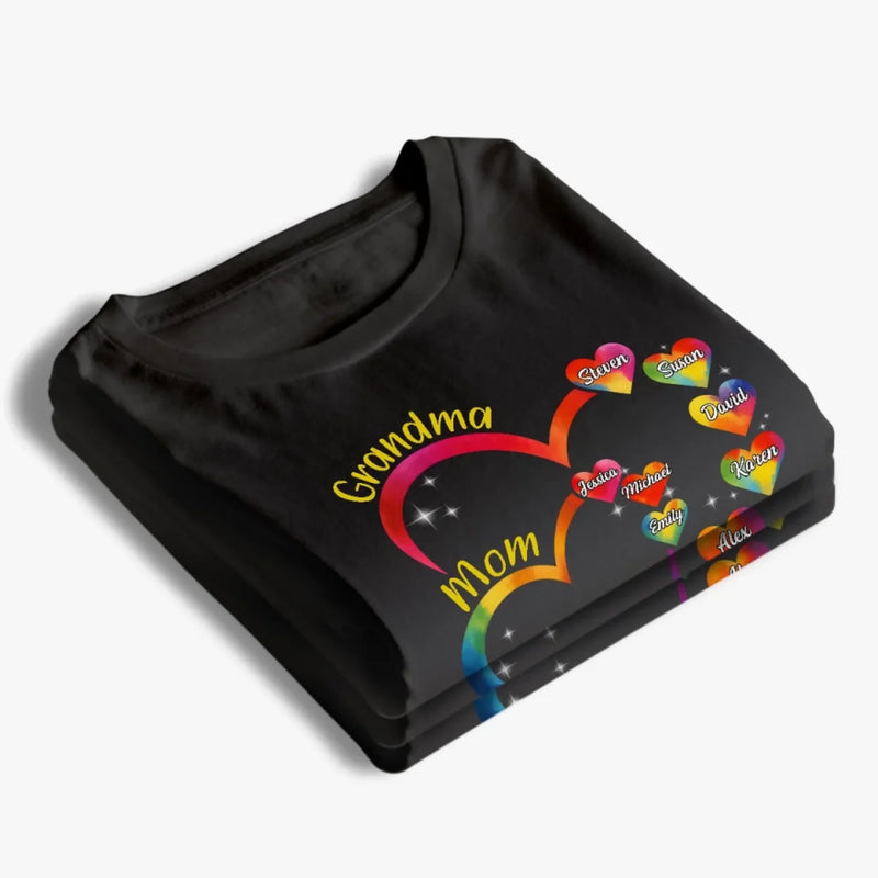 Generations Linked By Love - Family Personalized Custom Unisex T-shirt, Premium T-shirt, Hoodie - Mother's Day, Gift For Mom, Grandma