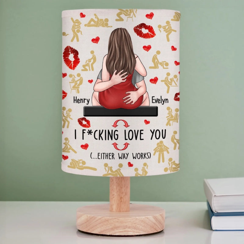 Our Love Comes With Positions - Couple Personalized Custom Linen Bedside Table Lamp - Gift For Husband Wife, Anniversary