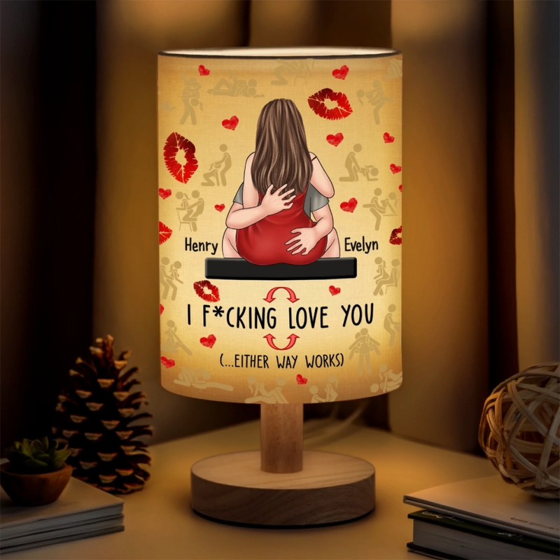 Our Love Comes With Positions - Couple Personalized Custom Linen Bedside Table Lamp - Gift For Husband Wife, Anniversary