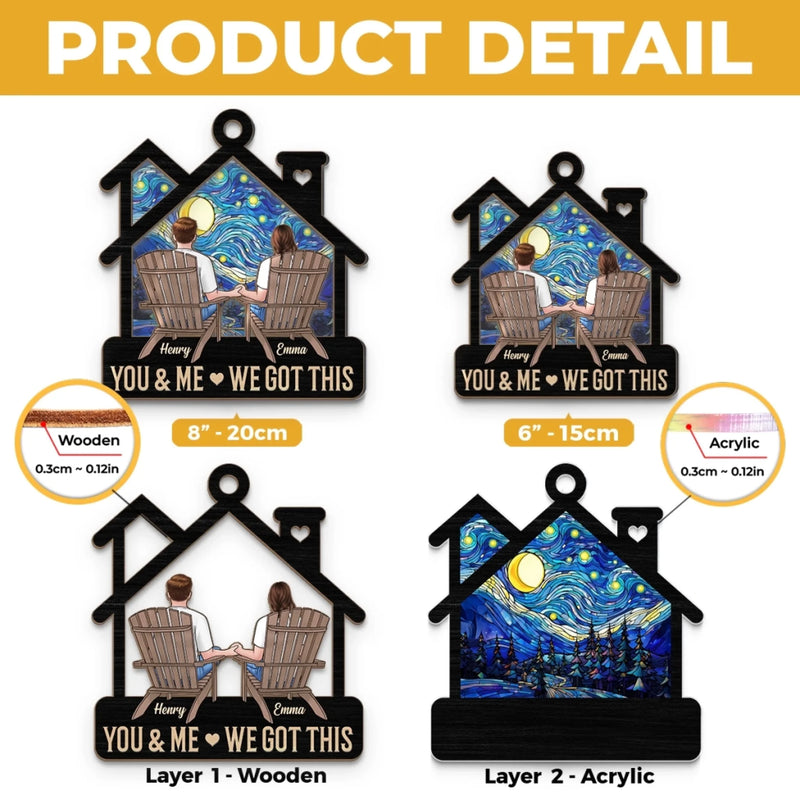 In This House, Love Lives - Couple Personalized Window Hanging Suncatcher Ornament - Gift For Husband Wife, Anniversary