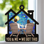 In This House, Love Lives - Couple Personalized Window Hanging Suncatcher Ornament - Gift For Husband, Wife, Couple