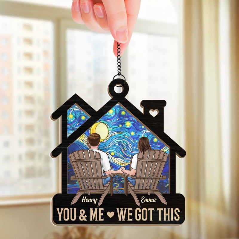 In This House, Love Lives - Couple Personalized Window Hanging Suncatcher Ornament - Gift For Husband Wife, Anniversary