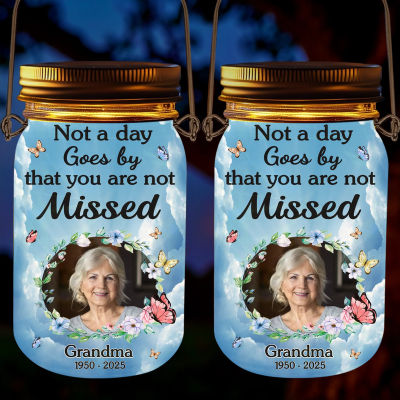 Custom Photo Your Light Still Shines - Memorial Personalized Custom Solar Jar Lantern - Sympathy Gift For Family Members