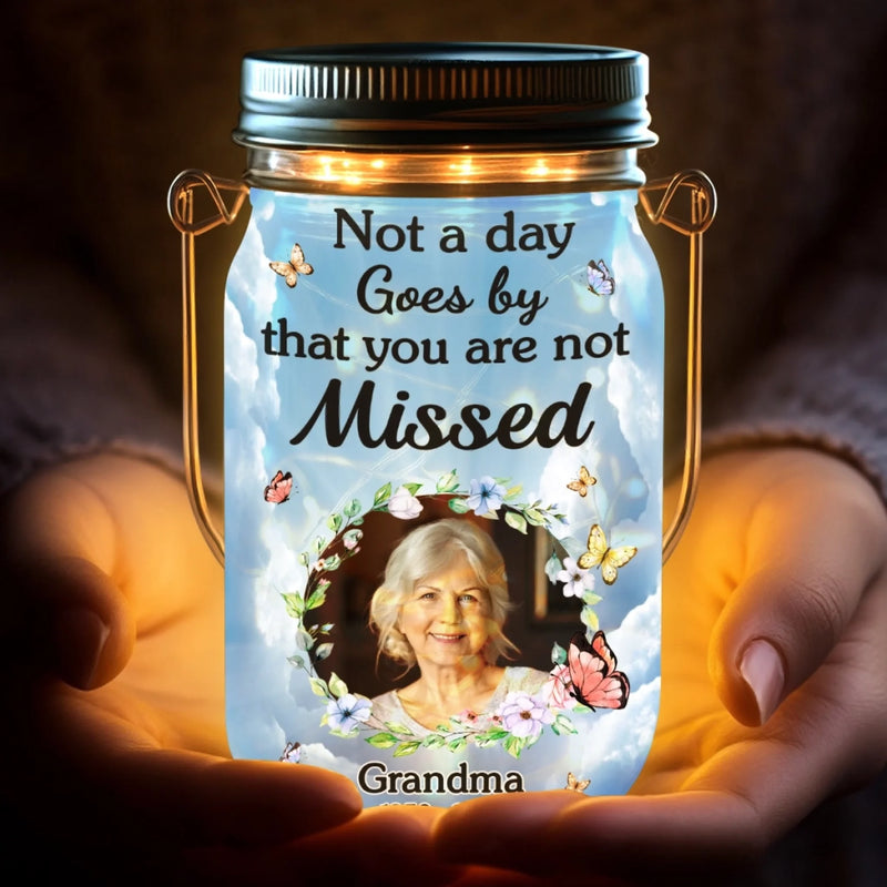 Custom Photo Your Light Still Shines - Memorial Personalized Custom Solar Jar Lantern - Sympathy Gift For Family Members