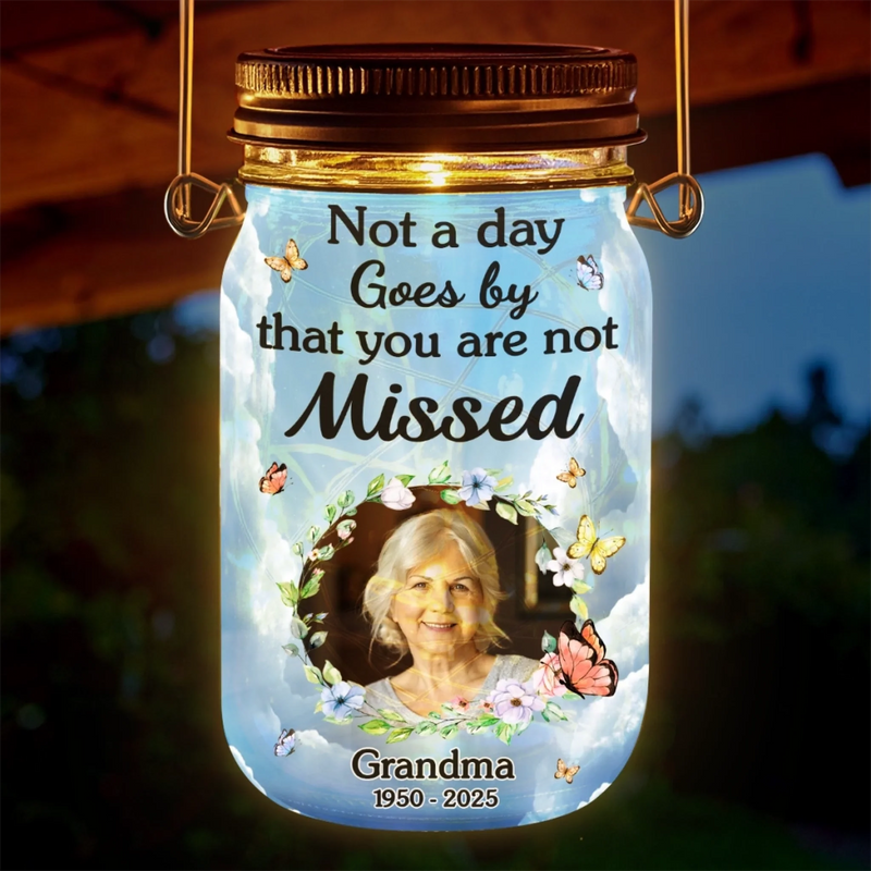 Custom Photo Your Light Still Shines - Memorial Personalized Custom Solar Jar Lantern - Sympathy Gift For Family Members