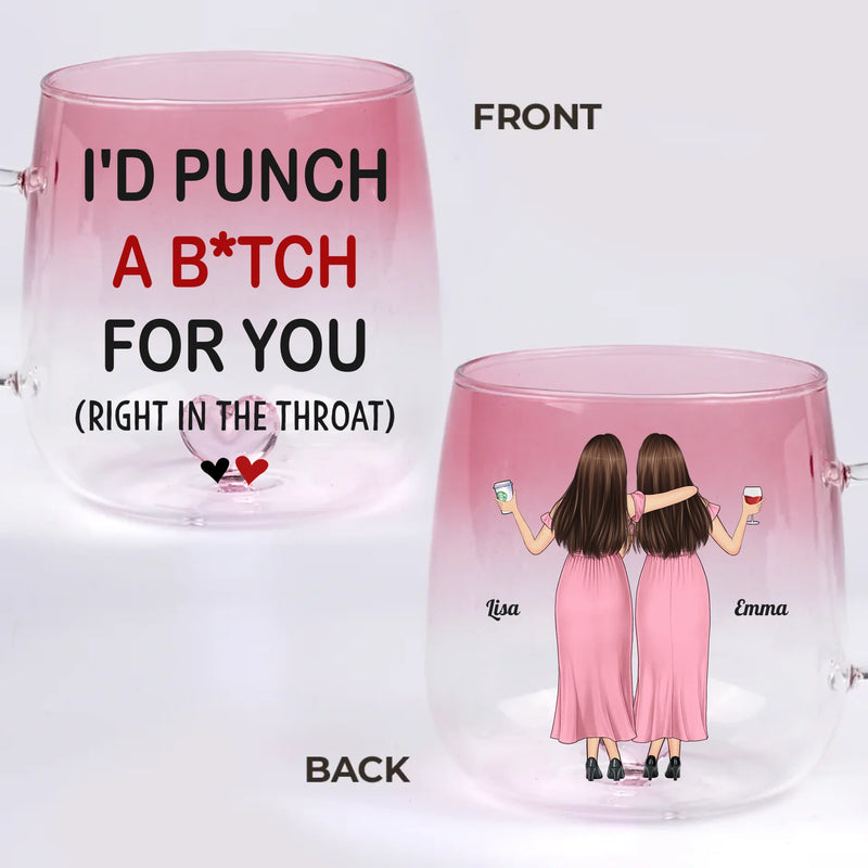 You Keep Me Sane - Bestie Personalized Custom Gradient Glass Mug - Gift For Best Friends, BFF, Sisters
