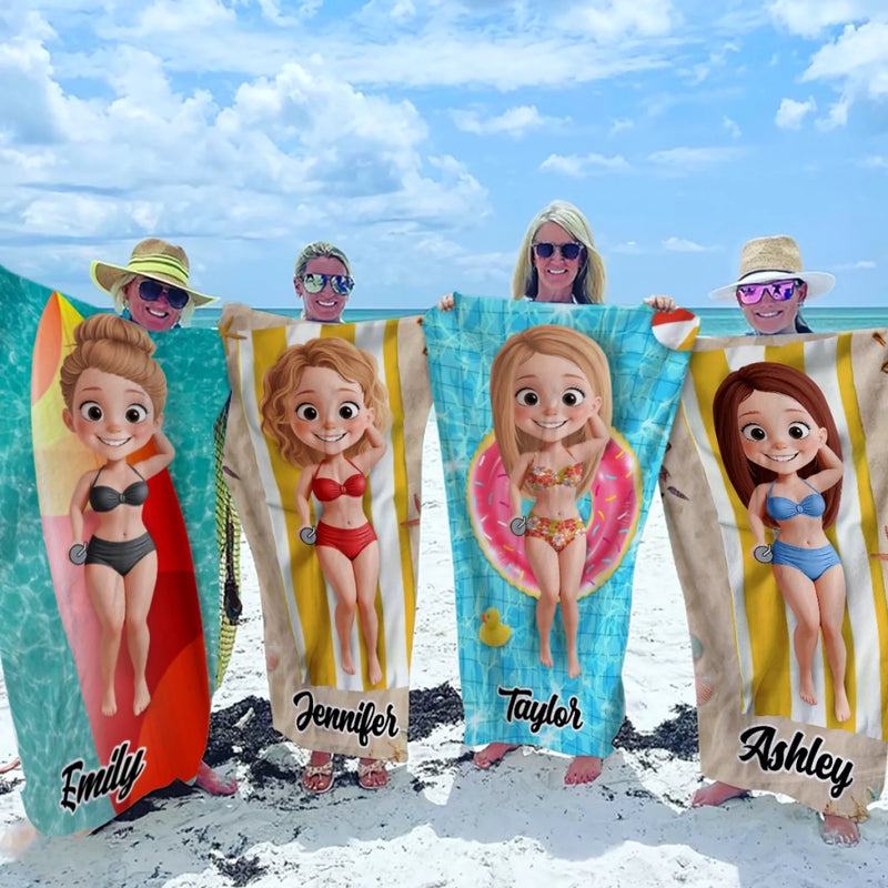 Paradise Found - Bestie Personalized Custom Beach Towel - Summer Vacation Gift, Birthday Pool Party Gift For Best Friends, BFF, Sisters