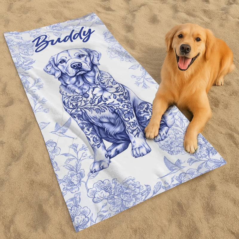 Hello Sunshine - Dog Personalized Custom Beach Towel - Summer Vacation Gift, Birthday Pool Party Gift For Pet Owners, Pet Lovers